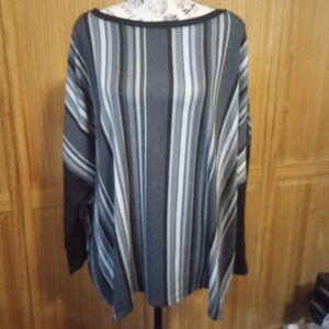 Ruby Rd. Black and Gray Striped Blouse